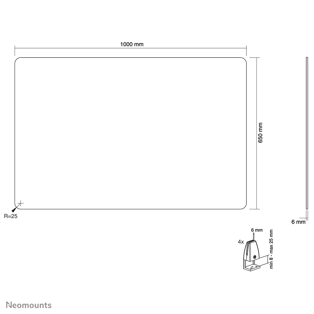 Neomounts NS-GLSPROTECT100 Veiligheidsscherm gehard glas - b 100 cm